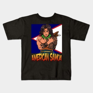 American Samoa Samoan Flag Polynesian Pride Shaka Brah Kids T-Shirt